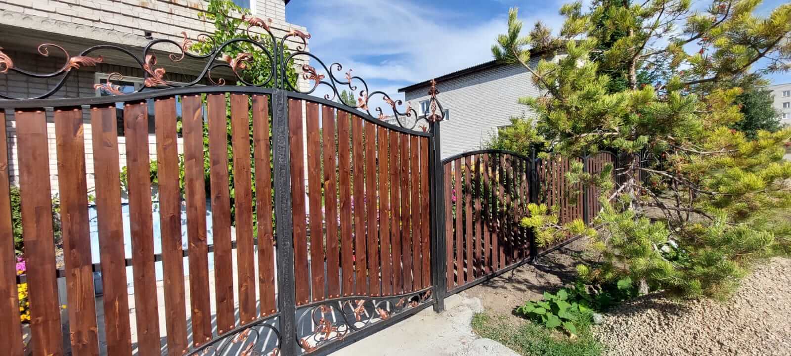 забор из штакетника каштан красный фото1 в Самаре