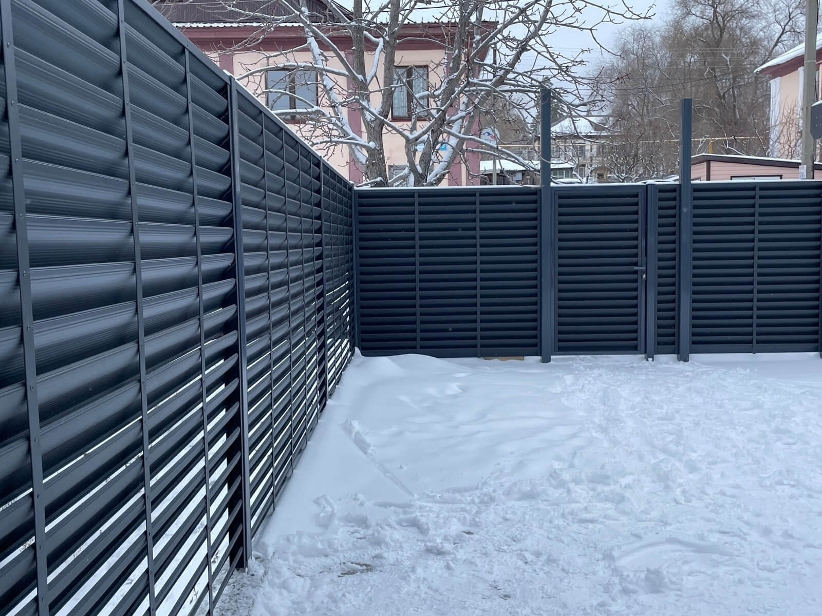 Забор-жалюзи 53м RAL7024/7024 Серый Графит двусторонний МАТТЕ фото 3 в Самаре