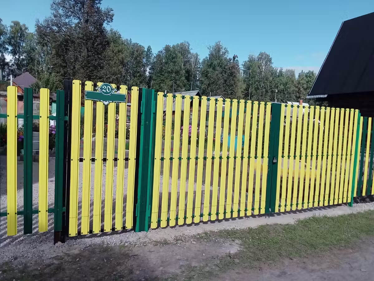 Забор из евроштакетника 13м RAL1018 Желтый в Самаре