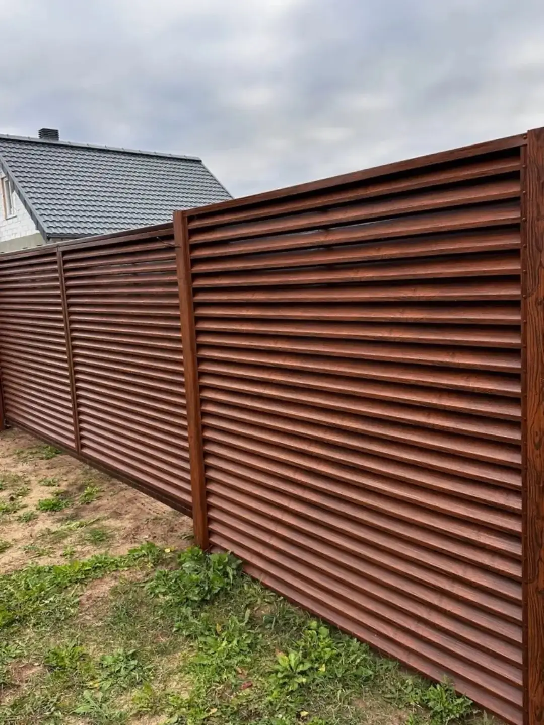 Забор-жалюзи из ламелей ЭКО-Z 58м Темный Дуб 3D Принтек фото 1 в Самаре